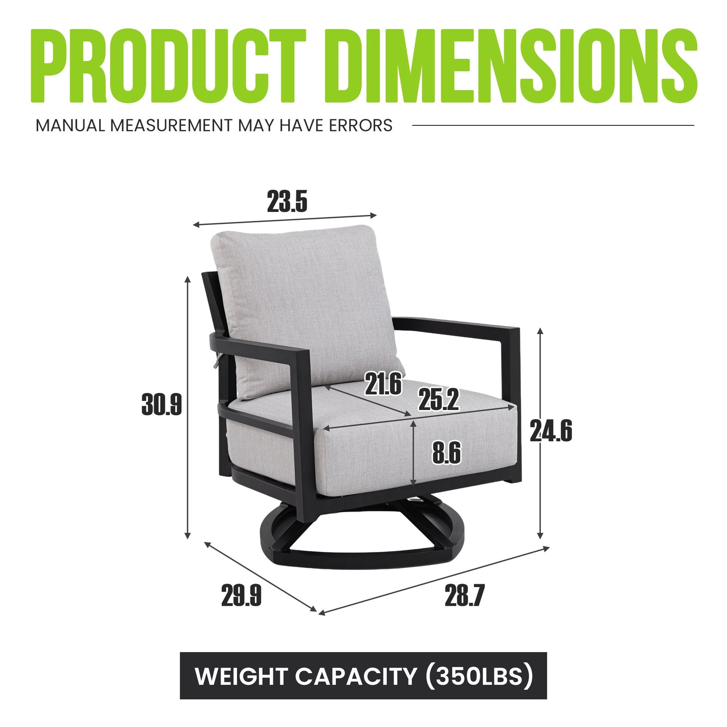 Outdoor Swivel Lounge Chair Aluminum Ember Black 360 Degree Modern