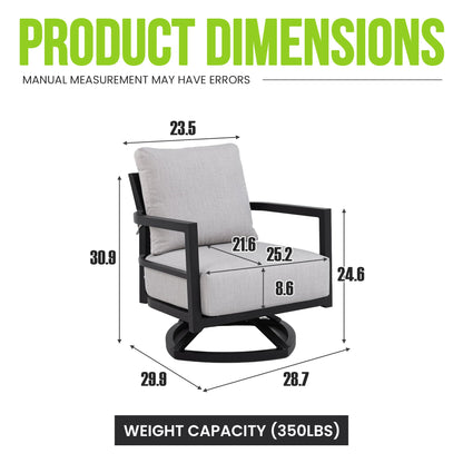 Outdoor Swivel Lounge Chair Aluminum Ember Black 360 Degree Modern