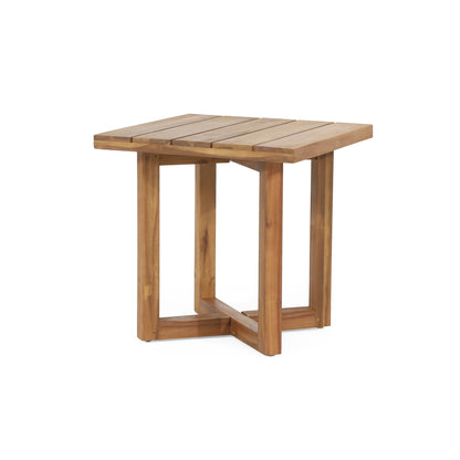 Outdoor Chair Set Acacia Wood Rope Beige Cushion Table