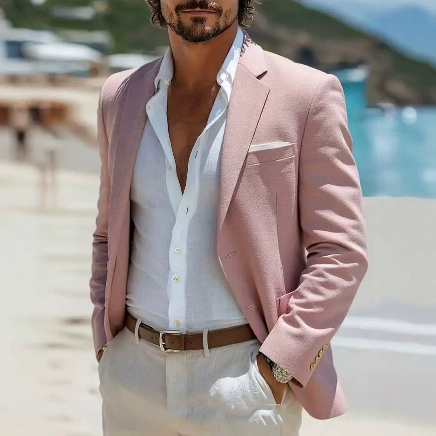 Mens Slim-fit Casual Suit Jacket, Fashionable Mens Outerwear