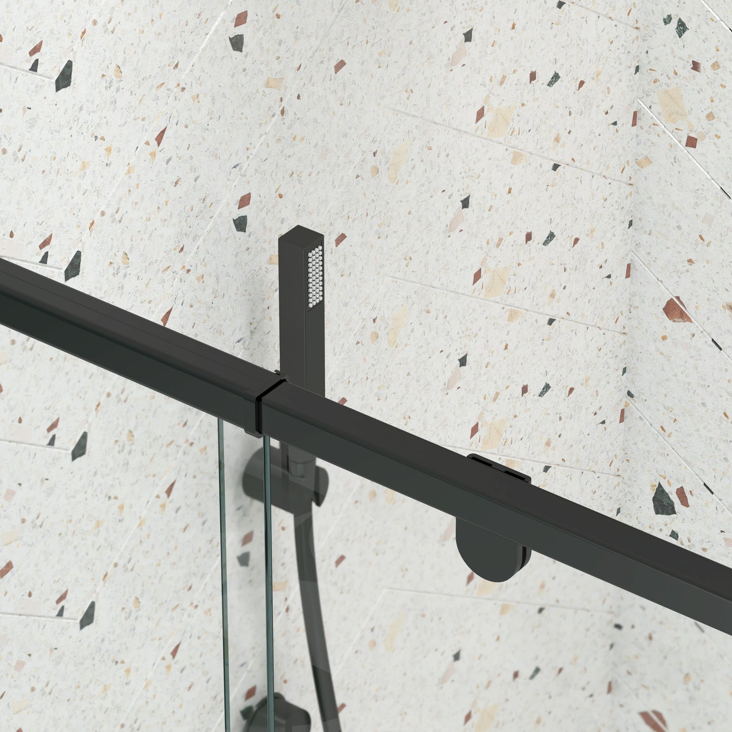56-60in W x 71in H Pivot Swing Glass Shower Door, Matte Black, 6mm Clear SGCC