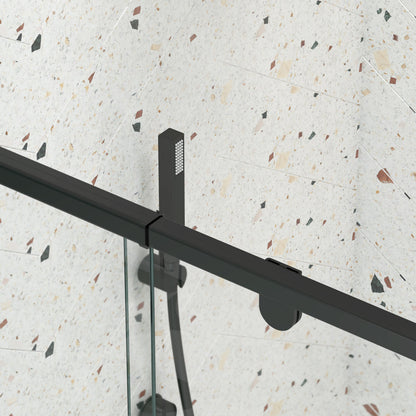 56-60in W x 71in H Pivot Swing Glass Shower Door, Matte Black, 6mm Clear SGCC