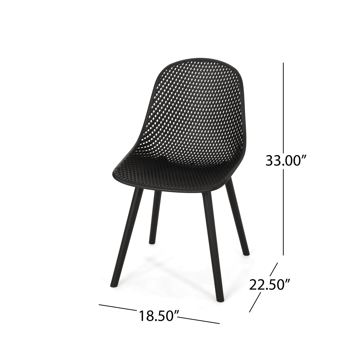 Accent Chair Minimalist Polypropylene Black Perforated Diamond Mesh 18.5x22 In