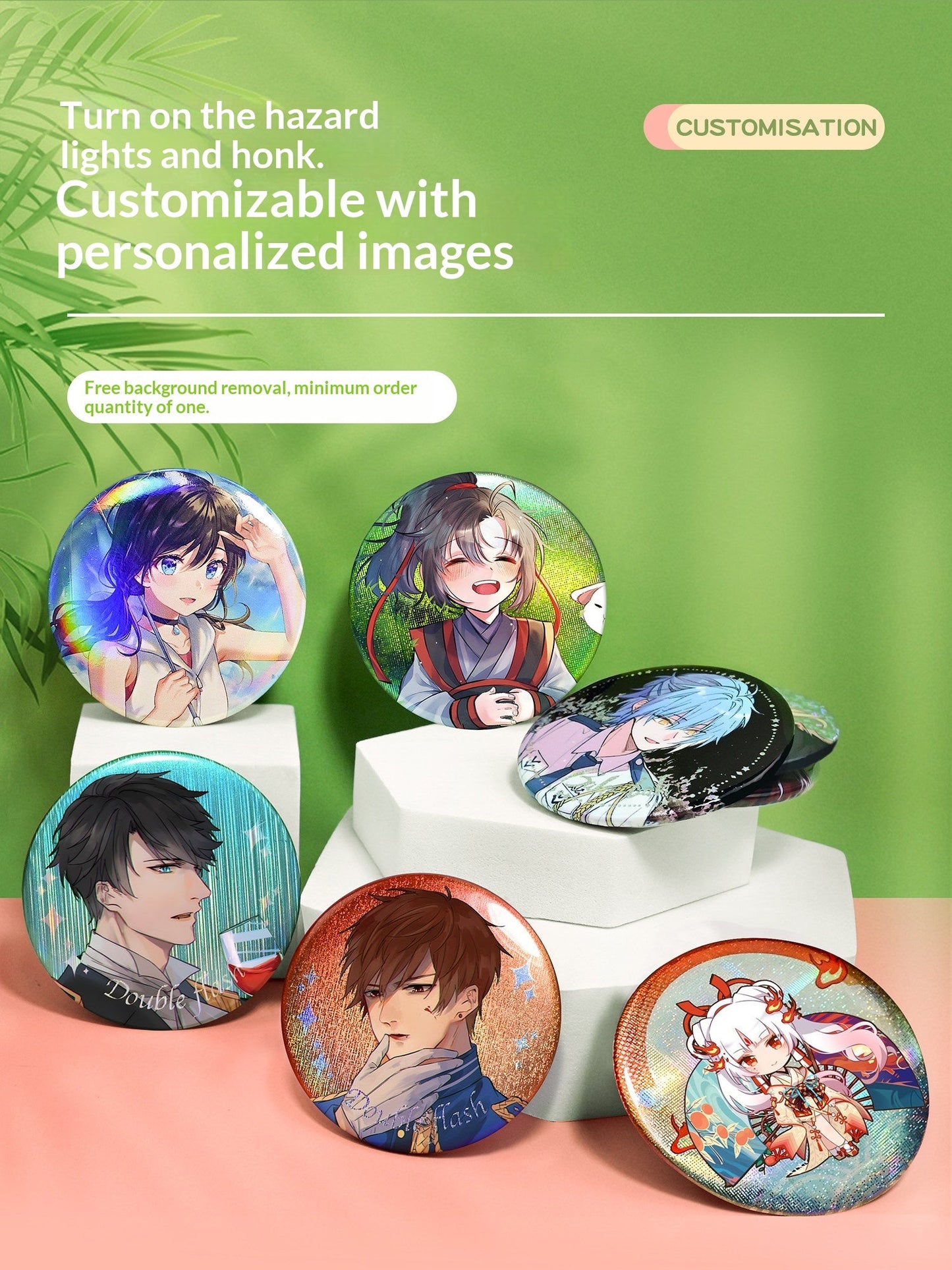 Anime Square Customized Iron Brooch Around
