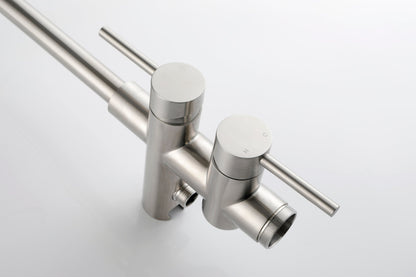 Floor Mounted Tub Faucet High Flow Freestanding Tub Filler with Handheld Shower Swivel