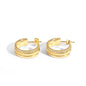 New Ace Luxe 14K Gold Zircon Gear Hoop Earrings | Stylish Ribbed Gold Huggies with Cubic Zirconia Accents
