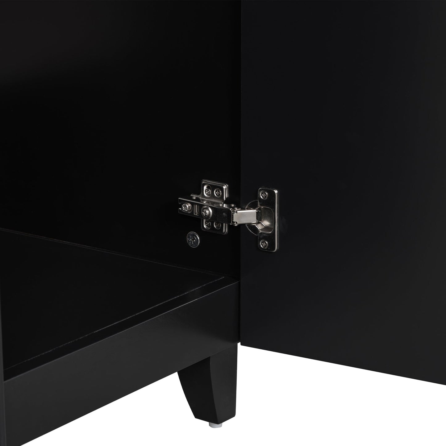 Transitional Bathroom Vanity Cabinet with Ceramic Sink, 24-Inch, Black, Solid...