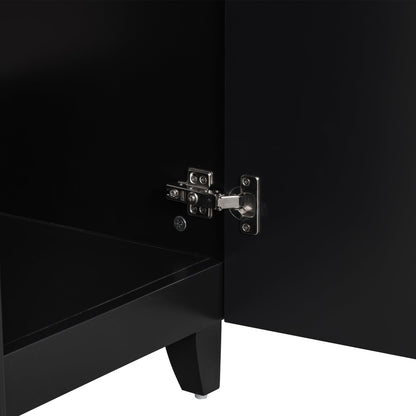 Transitional Bathroom Vanity Cabinet with Ceramic Sink, 24-Inch, Black, Solid...