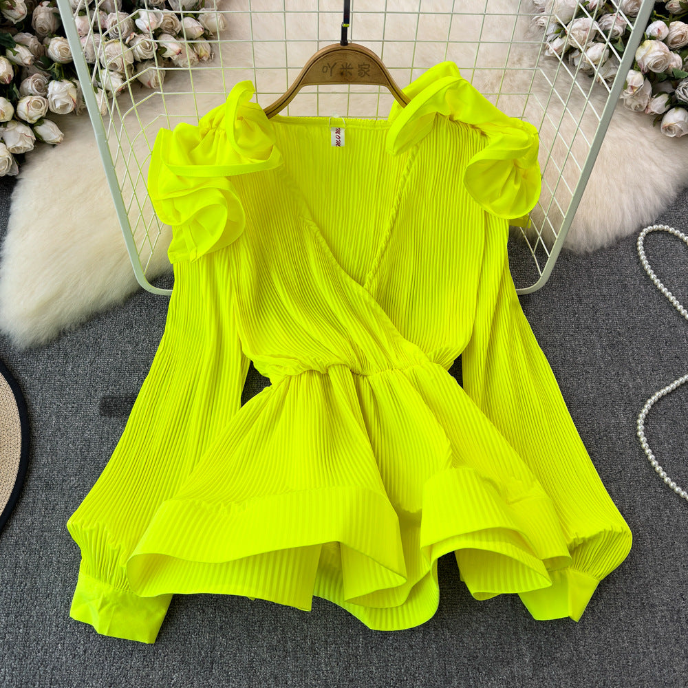 Ruffled-waist Blouse For Women Niche Style