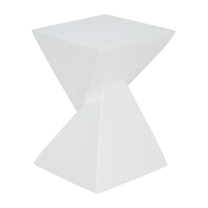 MGO X Design Side Table, White, Indoor Outdoor, 18 in H, 12.5 in Square Base