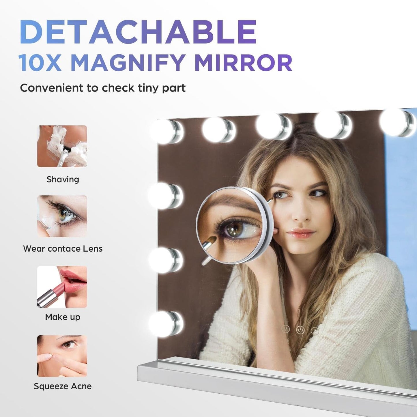 Hollywood Vanity Mirror With 12 LED Lights 3 Color Modes