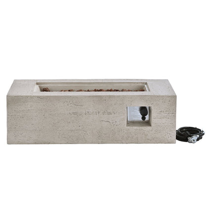 2-Piece Fire Pit Set: 41.9 in Propane Fire Pit 40,000 BTU with Lava Rocks and MGO Tank Cover