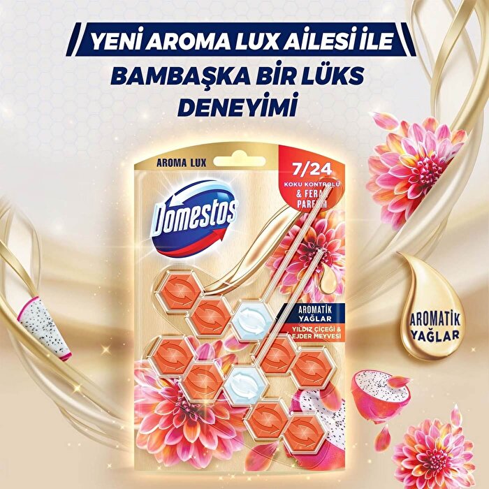 Domestos Toilet Block Air Freshener - Luxury Star Flower & Dragon Fruit Scent, Long-lasting Freshness