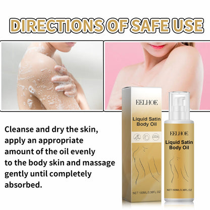 Liquid Satin Body Oil, Deeply Moisture Reduce Wrinkle Skin Flabby Elastic