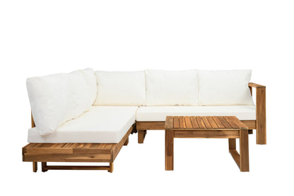 Outdoor Sectional Set Acacia Wood 4-Piece Teak