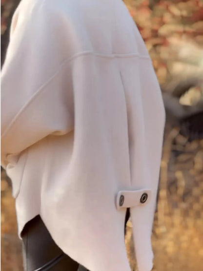 Full Size Button-Front Raglan Sleeve Coat Plus Size