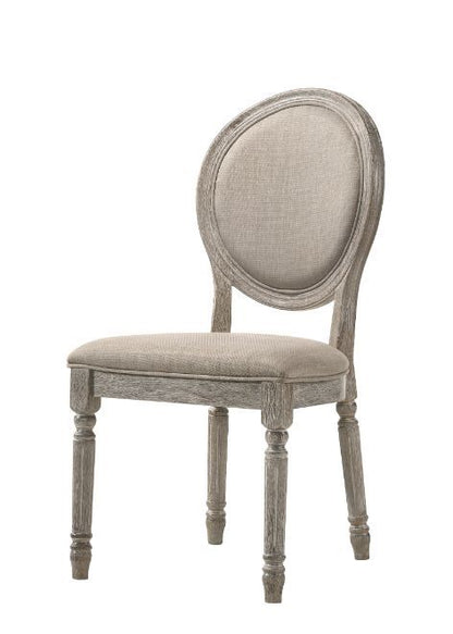 Faustine - Side Chair (Set of 2) - Tan Fabric & Salvaged Light Oak