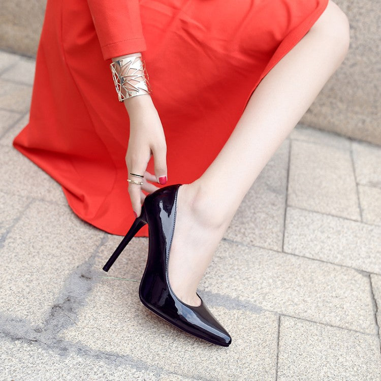 Women's Pointed-Toe Stiletto Pumps, PU Upper, Sizes 35-52