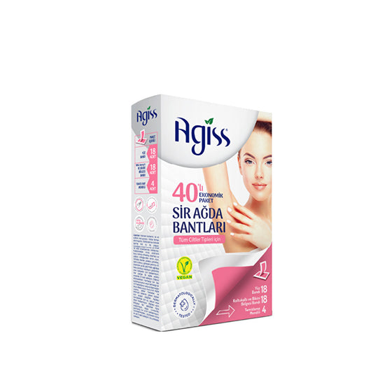 Agiss Wax Strips 40 Count - For Face, Underarm & Bikini | Quick & Easy