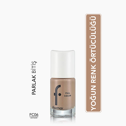 Flormar Full Color Extra Pigmented Nail Polish Go Nude - 0.5 Fl Oz | Long Lasting