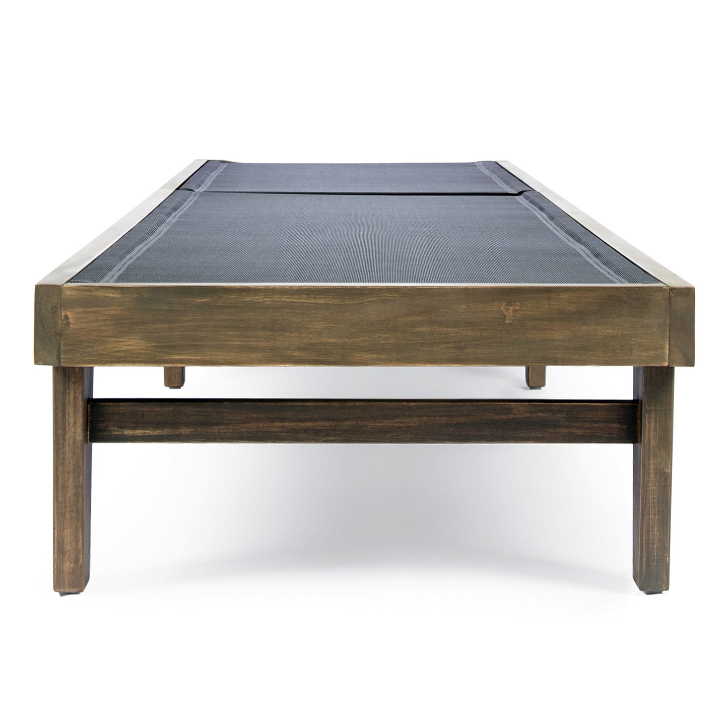 Outdoor Acacia Wood Chaise Lounge Gray Mesh 78.25x24