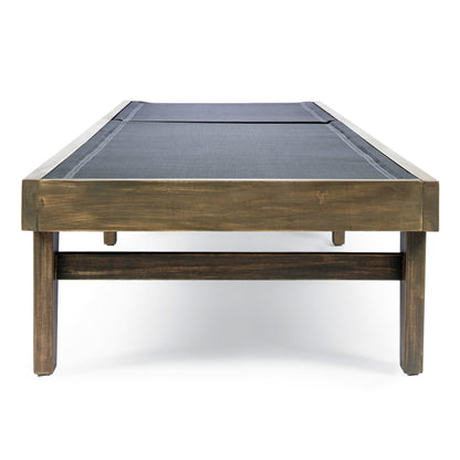 Outdoor Acacia Wood Chaise Lounge Gray Mesh 78.25x24