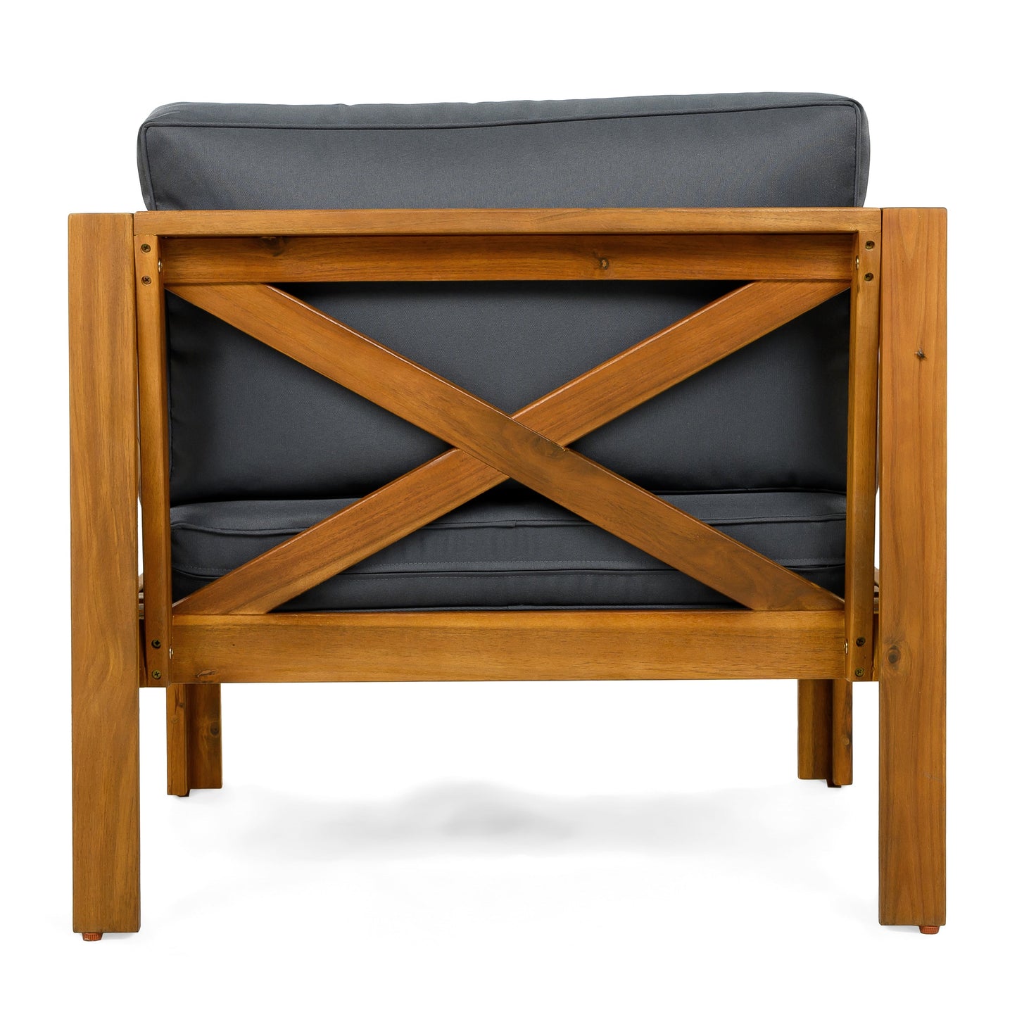 Outdoor Conversation Set Acacia Wood Teak Dark Gray Cushion 3 Piece