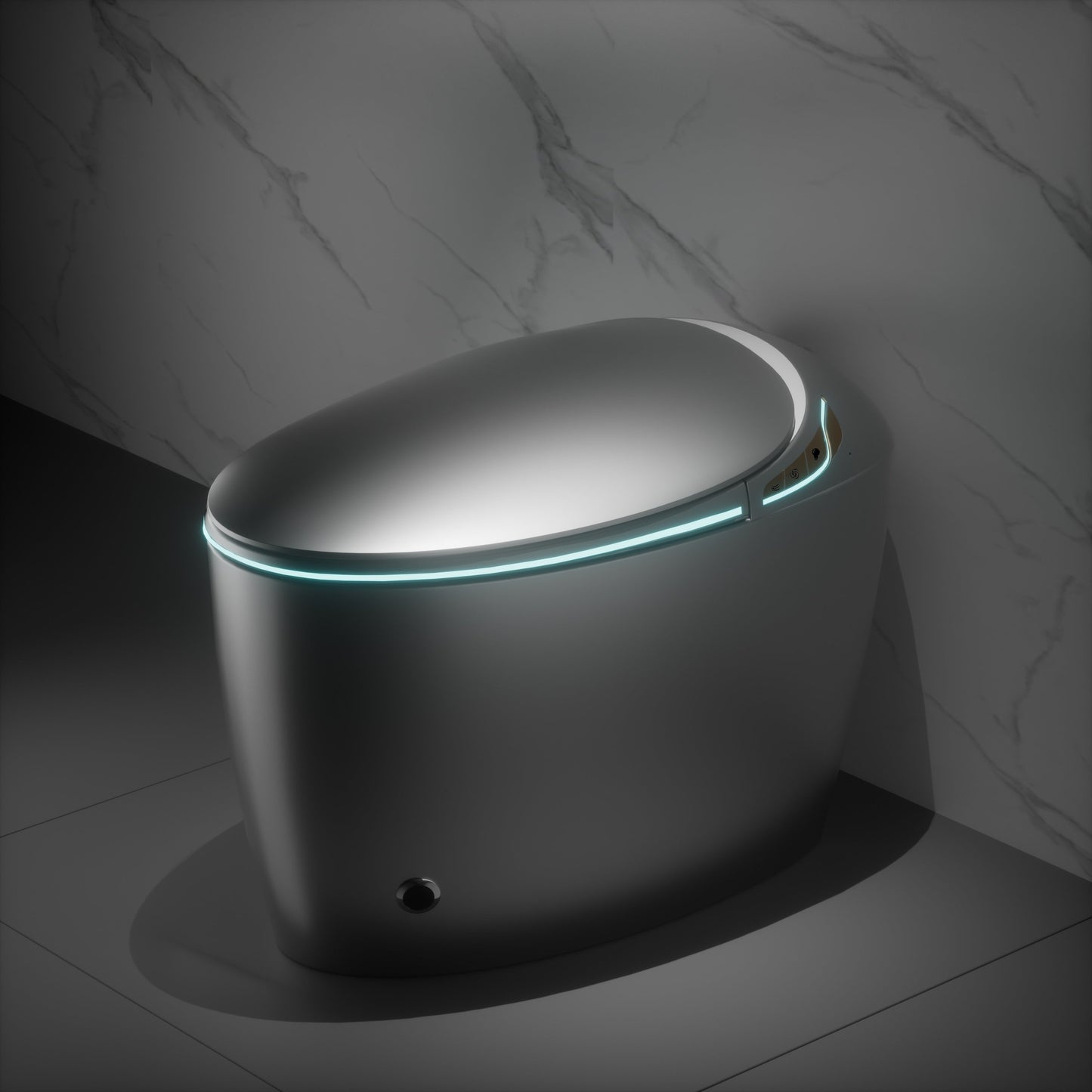 Smart Toilet One-Piece Gray Bidet Auto Lid Heated Seat Night Light 1.28 GPF