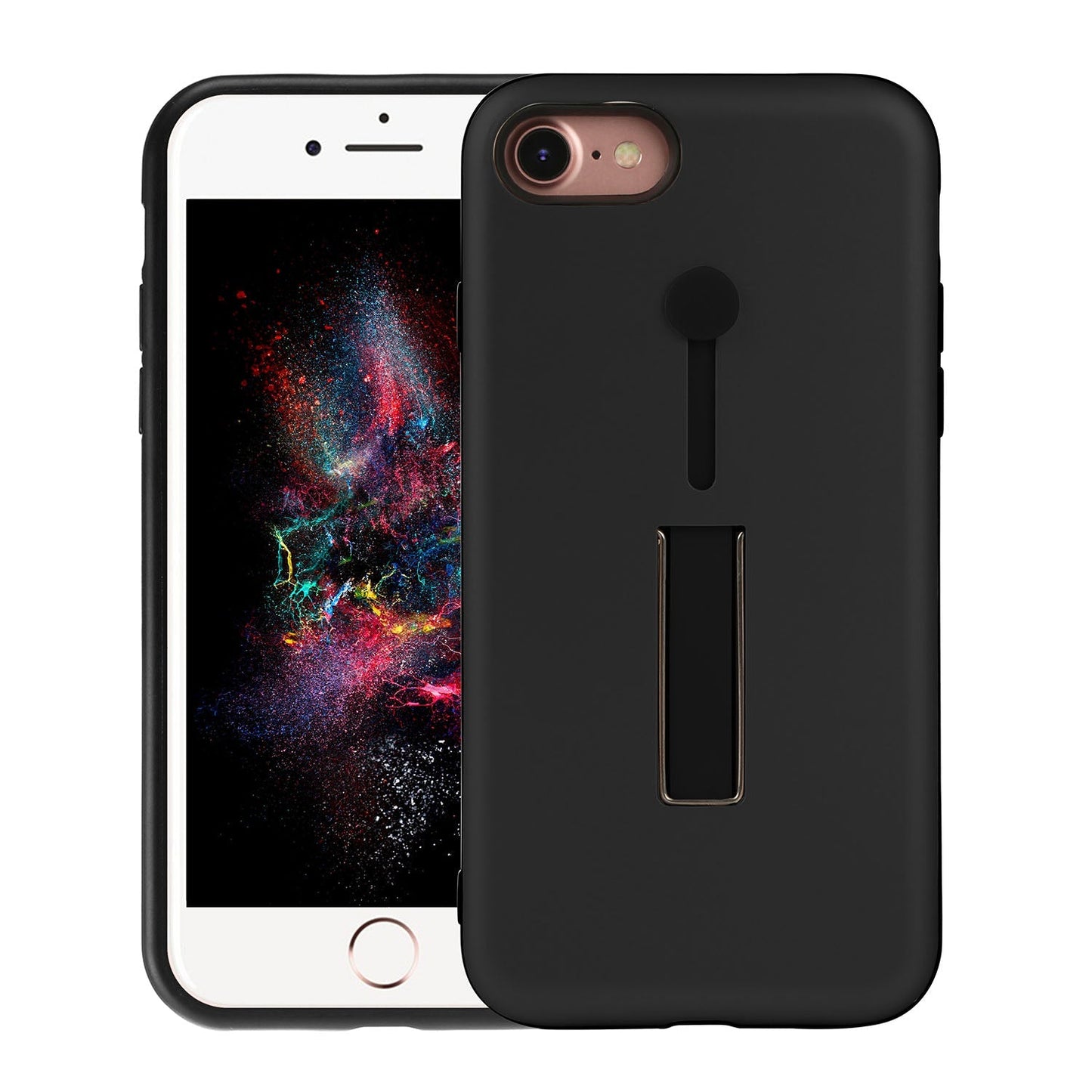 Finger Strap Phone Case for iPhone  8 Drop-prot ection Finger Ring Rugged Phone Case with Kickstand Dual Layer Case