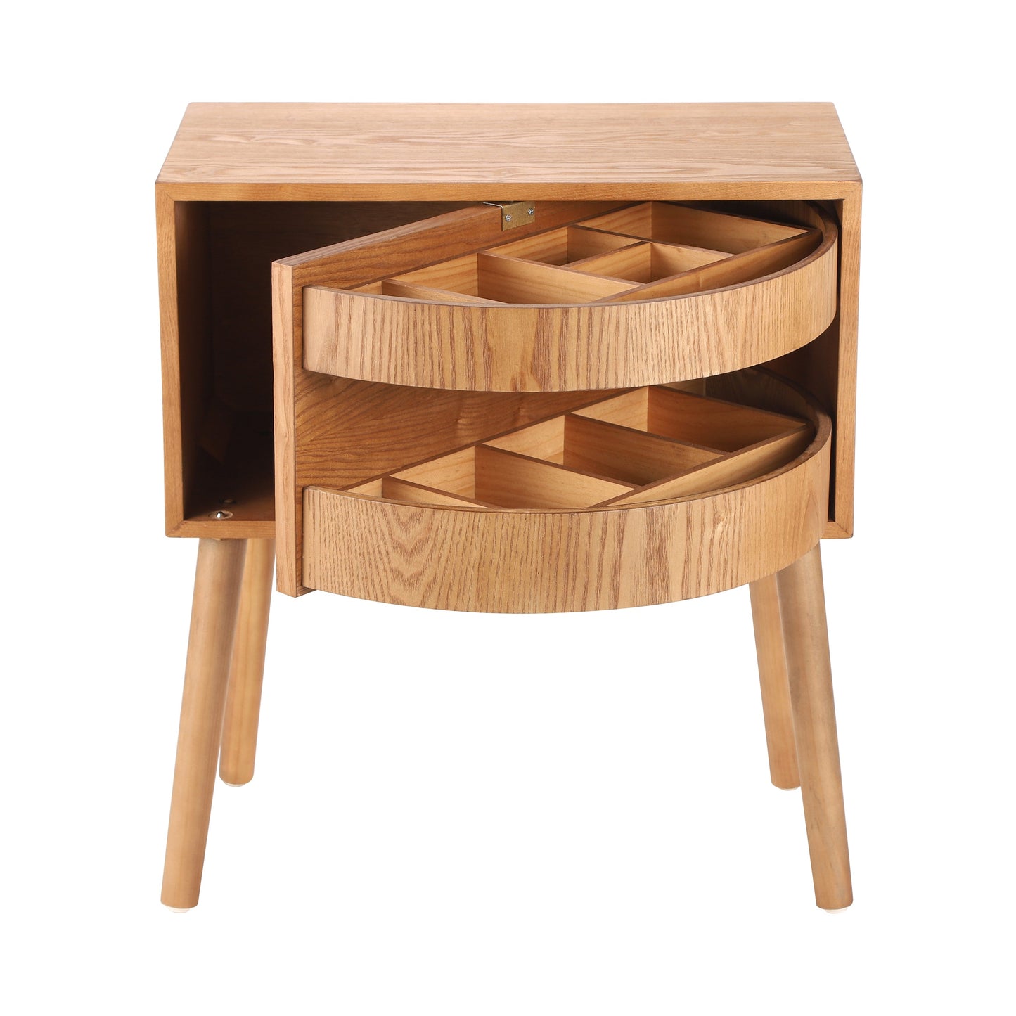 Rotating Hidden Compartment Nightstands, Mid Century Modern Concealment