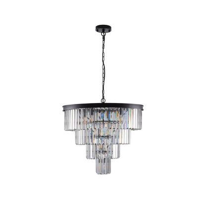 Chandelier Crystal 4-Tier Black 24 In Modern Living Dining Room