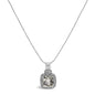 Gray-Green Amethyst & Diamond Halo Pendant Necklace in Sterling Silver