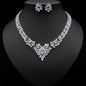 Fashion Ice Flower Earrings Zircon Necklace Set
