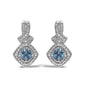 Blue Topaz & Diamond Accent Twist Dangle Earrings in Sterling Silver – Cushion Cut