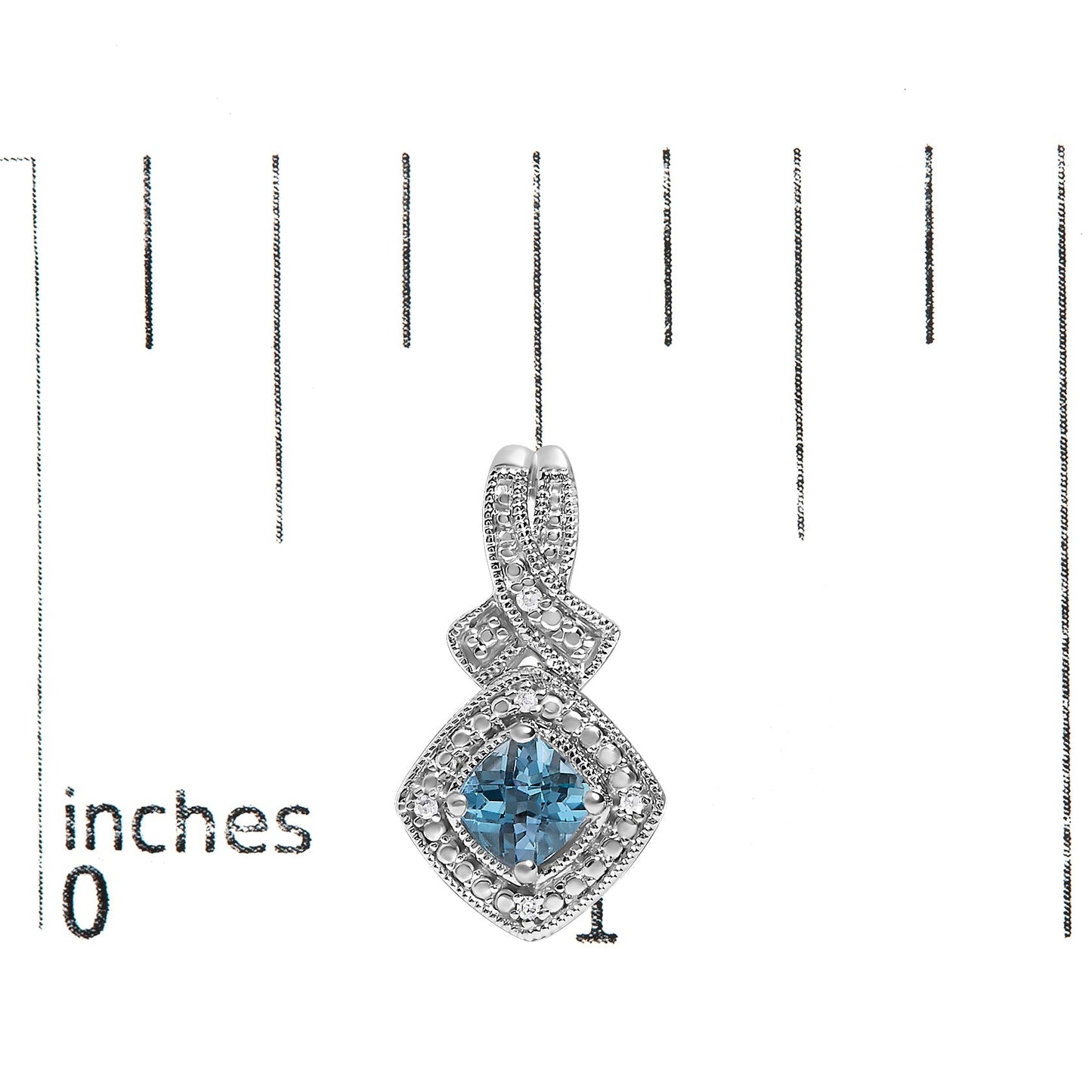 Blue Topaz & Diamond Accent Twist Dangle Earrings in Sterling Silver – Cushion Cut