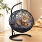 Cat Swing Bed with Stand and Cushion, Rattan Wicker Egg Chair Style, Gray