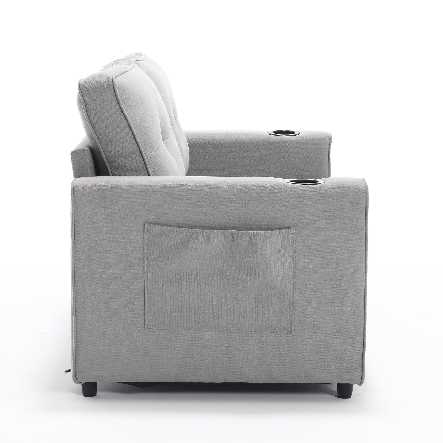 3-in-1 Sofa Bed Futon Tufted Pull-Out Sleeper 55" Light Gray