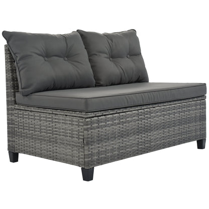 Outdoor Sectional Set PE Wicker Steel Gray Half Moon 8 Piece 250 LB