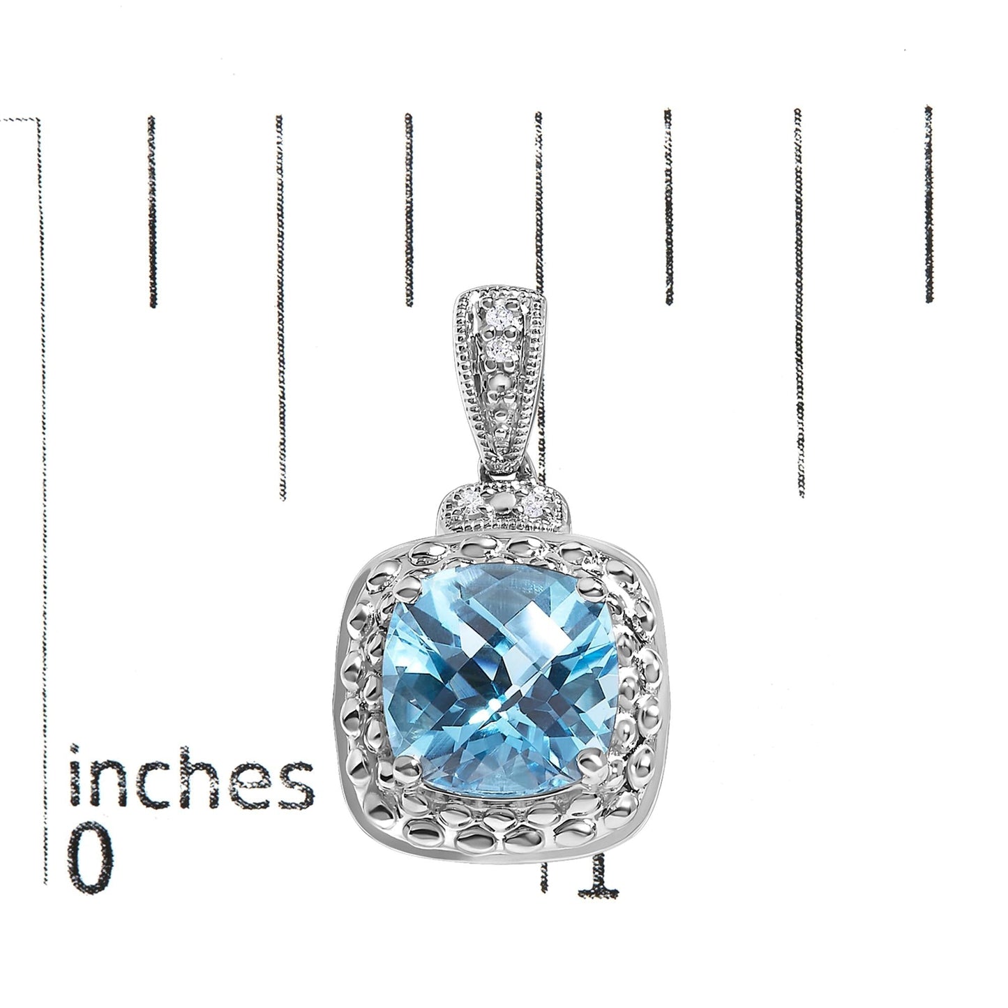 Blue Topaz & Diamond Accent Drop Earrings in Sterling Silver – 8x8mm Cushion Cut