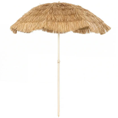 Outdoor Tiki Umbrella Faux Straw Khaki Brown 72.8in UPF 30