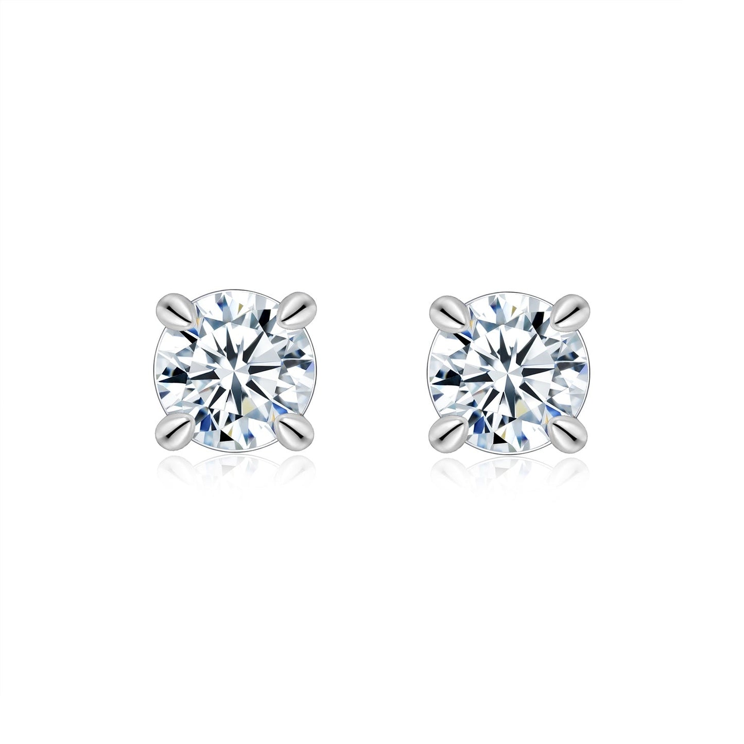 S925 Sterling Silver Moissanite Stud Earrings, 0.5&2ct D-VVS1 4-Prong Basket Pave With Screw Backs, GRA Certificate Gift Box