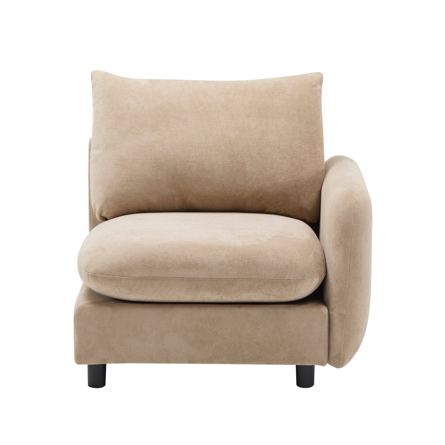 Sectional Sofa Modular Velvet Camel 2 Seat 69 In Eucalyptus Frame