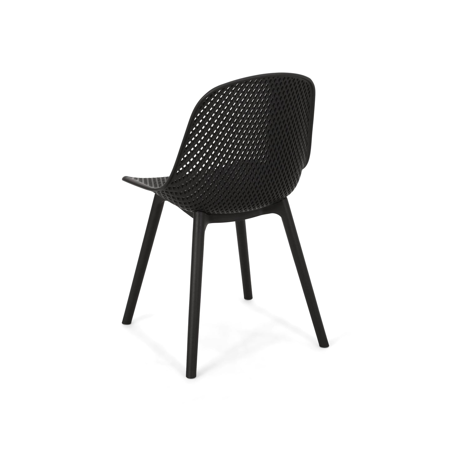 Accent Chair Minimalist Polypropylene Black Perforated Diamond Mesh 18.5x22 In