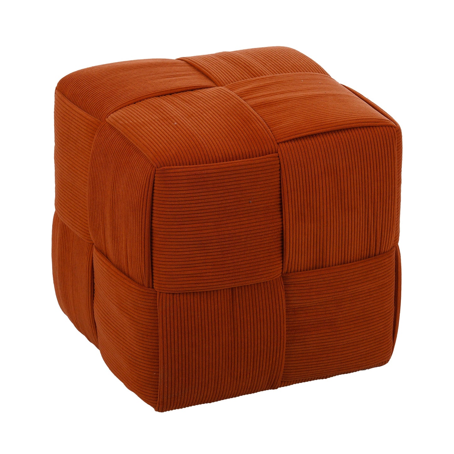 Brown Square Corduroy Ottoman Foot Rest with Woven Design and High-Resilience