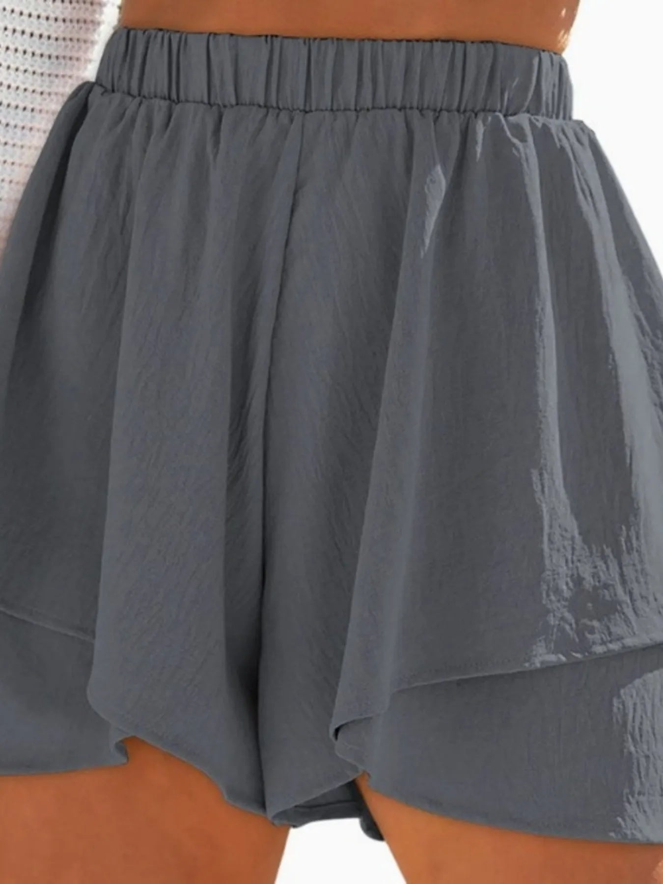High-Waisted Elastic Waistband Layered Shorts
