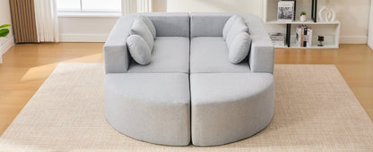 Sectional Sofa U-Shape Modular Boucle Gray 6-Seat Deep Seating 114.9x64.5 In