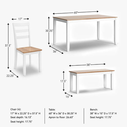 Dining Table Set White Mango Wood Contemporary Style Edition