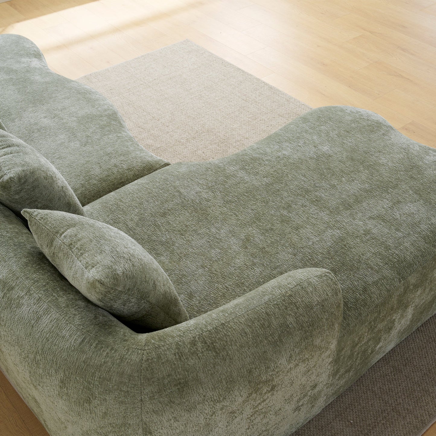 Sectional Sofa L-Shape Chenille Green 4 Seat 104