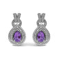 Amethyst & Diamond Accent Teardrop Stud Earrings in Sterling Silver – Pear Cut