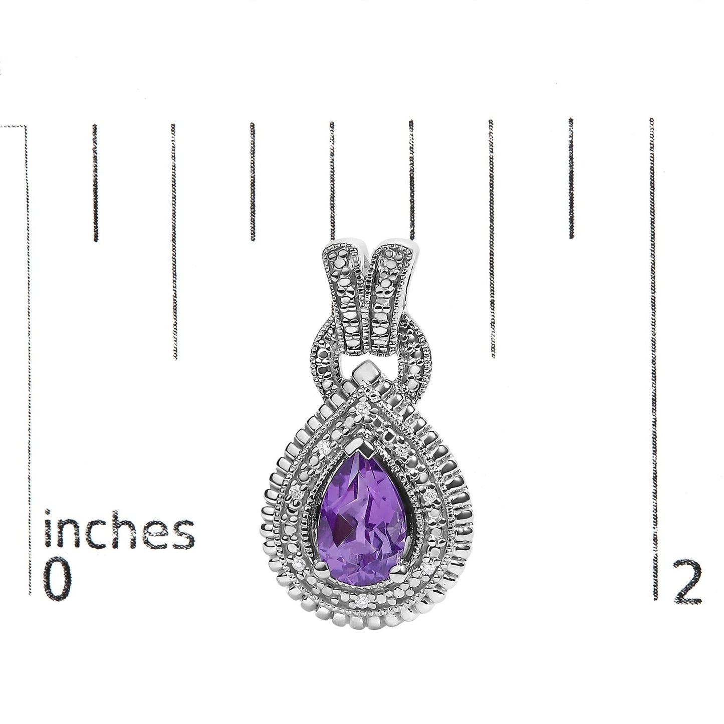 Amethyst & Diamond Accent Teardrop Stud Earrings in Sterling Silver – Pear Cut